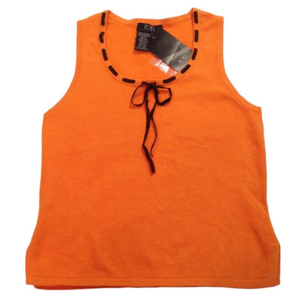 Y2K BCBG Burnt Orange And Brown Suede Sleeveless Top NWT